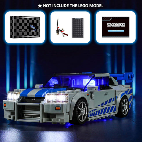 YEABRICKS LED Light for Lego-76917 Speed Fast 2 Furious Nissan Skyline GT-R Building Blocks Model