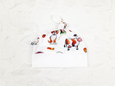 Set 0-3 Country (0-3 Farm Swaddle Blanket and Hat Newborn Month Wrap Baby Receiving Blanket Animals Cow Design Months