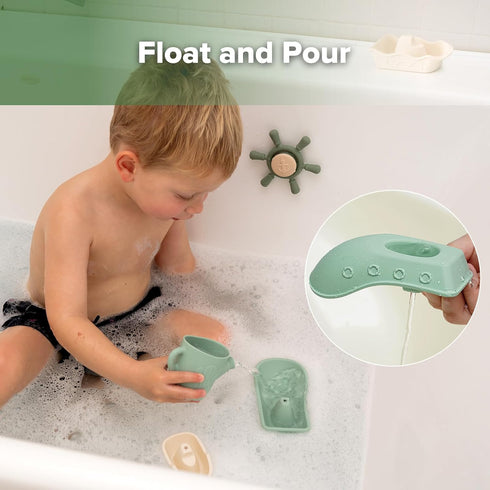 Set, 6M+ Haakaa Nautical Silicone Baby Bath Toys Food Grade Silicone Bathtub Toys for Toddlers, Mold-Free Stacking