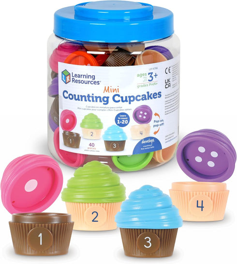 Learning Resources Mini Counting Cupcakes - Birthday Cake, Sensory Toys, Montessori Preschool