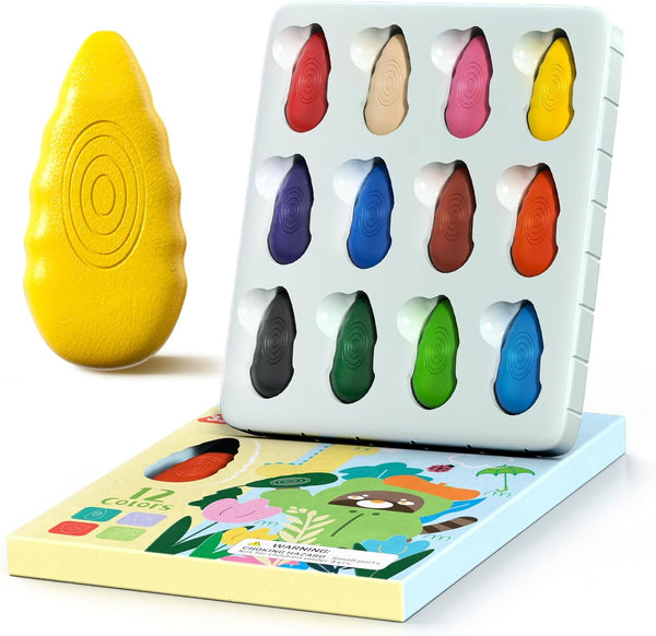 TinyGeeks 12 Water Drop Crayons - Non Toxic Crayons for Toddlers -