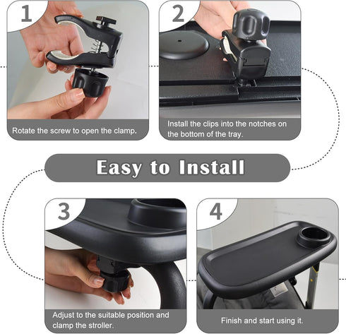 Wanateber Universal Stroller Snack Tray, Double-Layer Removable Stroller Snack Tray Attachment with Strollers Cup