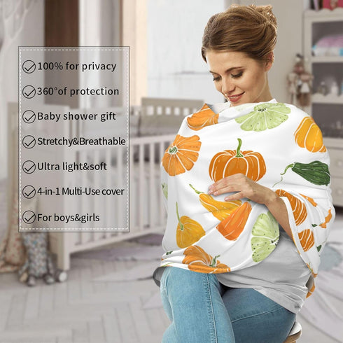 Schgap Halloween Pumpkin Baby Car Seat Covers Canopy, Soft Stroller Cover Nursing Cover Breastfeeding Baby Carrier