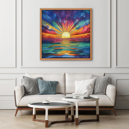 PICKFORU 1000 Sunset Impossible Puzzle for Adults Pieces, Ocean Puzzles with Colorful Rainbow Gradient, Magic Nature