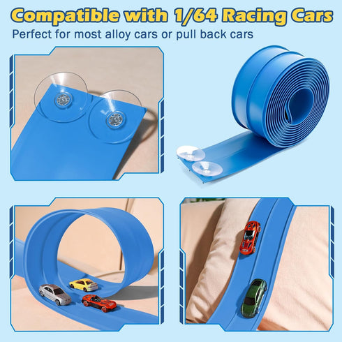 15 Set 3+, 1/64th Flex Tracks Ft Starter Flexible Race Track for Kids Flexible Car Track Race Car Ramp Track Compatible