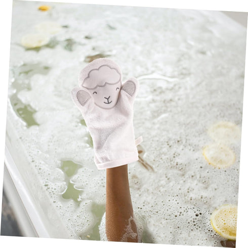 2Pcs Bath Gloves, Baby Bath Scrubber Mitts for Kids, Cotton White Newborn Bathing Accessories