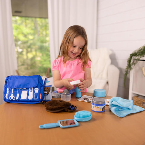 Set (16 3+ Melissa & Doug Barber Shop Pretend Play for Kids Piece) Shaving Toys, Wearable Beard & Grooming Accessories