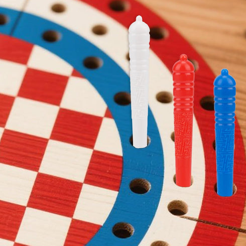 SAVITA 9 Pcs Plastic Cribbage Board Pegs, Three Colors Traditional Crib Pins with Tapered Design for Peg Board Games