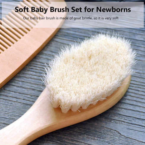 YARRA MODES Set YarraModes Baby Goat Hair Brush and Comb for Newborns & Toddlers| Eco-Friendly Safe Brush | Natural