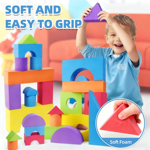 Set, 30) Large Building Foam Blocks for Toddlers, EVA Stacking Foam Building Blocks Toy Non-Toxic, Washable, Early