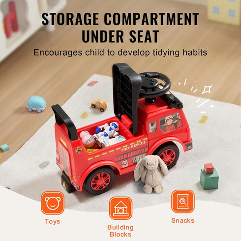 VEVOR Ride On Push Car for Toddlers, Ages 19+ Months, Kids Ride On Toy with Music Steering, Horn & Storage, Red