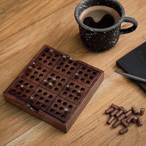 Iron & Glory Wooden Sudoku Board Game - Wooden Sudoku Puzzle - Brain Teaser Games For Adults - Portable Travel Games