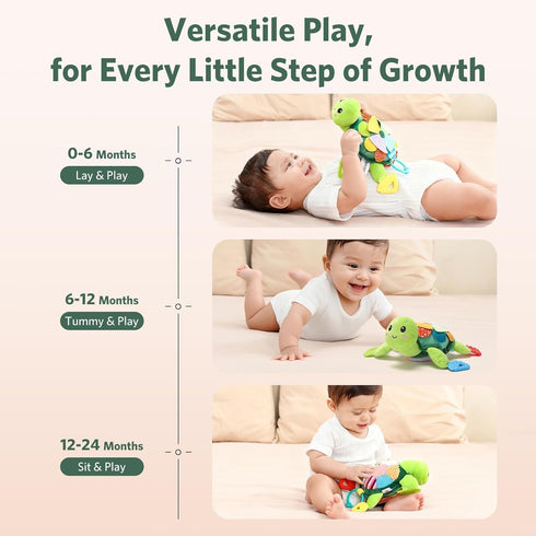 6 1 Tummy Turtle Baby Sensory Toy, in Montessori Time Texture Toys, Flip Scales & Multi-Textured Belly & Rattle