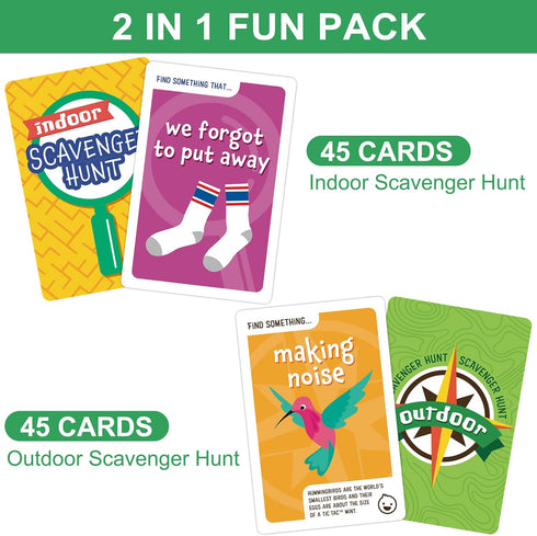 LotFancy Scavenger Hunt Games for Kids, 88 Jumbo Task Cards, Fun Indoor Outdoor Activities, Family Game Night Toy