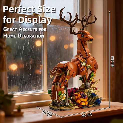 2-in-1 Set 1367 6+ MENTOJOY Magical Unicorn & Deer Building Pieces Flower Base Fantasy Animal Model, Educational stem