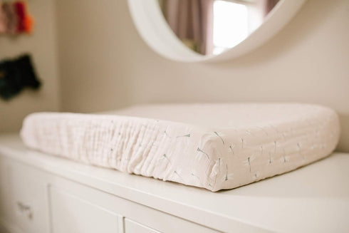 100% 32 16 Inches, lulujo Baby Changing Pad Cover Cotton Muslin Fitted Standard Size, x Dragonfly