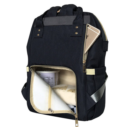 NLD Backpack Diaper Bag Multi-Function Waterproof Travel for Baby Care, Large Capacity (Black)