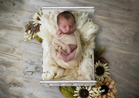 Matissa Newborn Baby Photography Prop, Swaddle Cheesecloth Knit Crochet Wrap, 16 Colors Available (Beige)