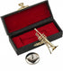 Dselvgvu Miniature Trumpet with Stand and Case, Dollhouse Model Musical Instrument Christmas Ornament (2.36"x0.79")