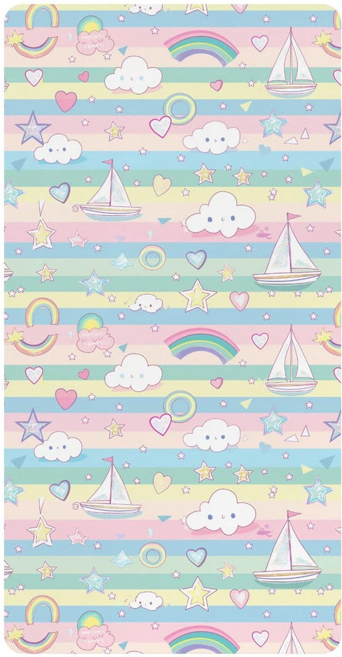 miaozhen Cotton Baby Crib Sheets Soft Comfy Sailboat Island Cartoon Toddler Mattress Sheet