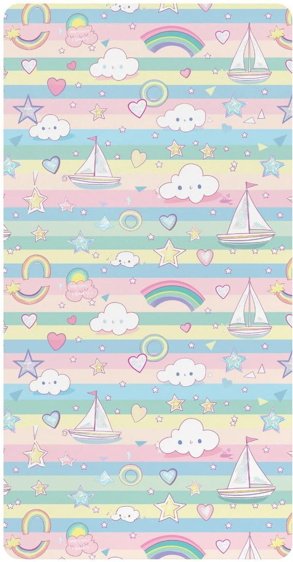 miaozhen Cotton Baby Crib Sheets Soft Comfy Sailboat Island Cartoon Toddler Mattress Sheet