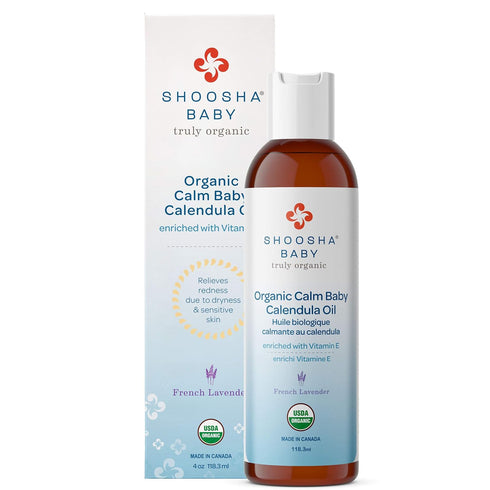 Shoosha Organic Calendula Oil French Lavender for Babies, Hypoallergenic Massage Oil Moisturizer
