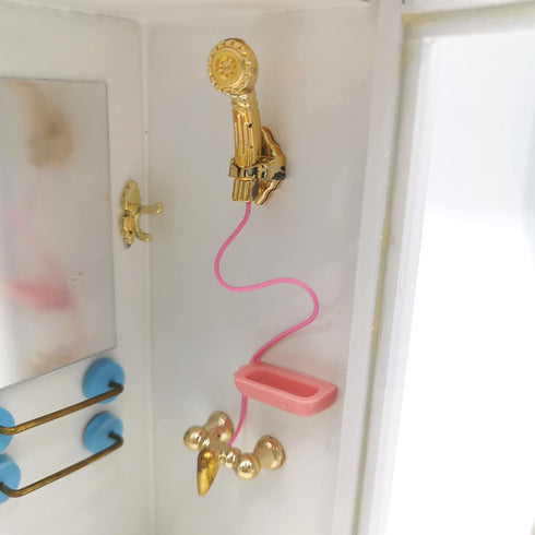 SXFSE Room,1:12 Dollhouse Shower Dollhouse Miniature Furniture Simulation White Bathroom Shower Room