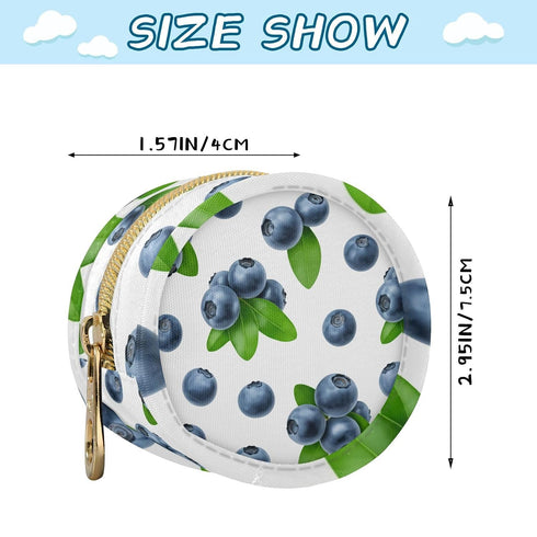 Blueberries Round Pacifier Storage Case with Zipper, Portable Pacifier Case for Travel, Diaper Bag & Purse, Pacifier