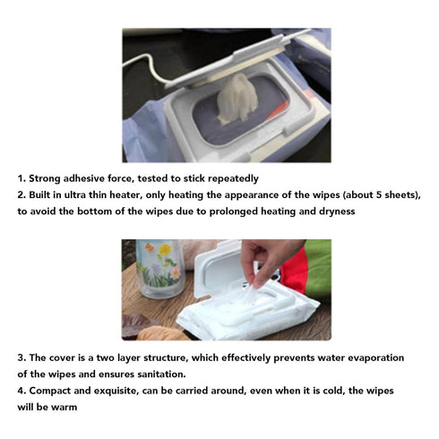 Buachois Baby Wet Wipes Warmer, USB Wipes Heater, Constant Temperature Portable Large Capacity Paper Dispenser, Fast