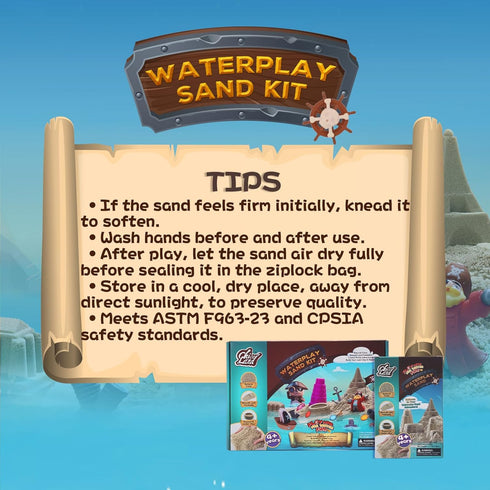 2.2lb 4+, Waterplay & Sensory Sand Kit Pirate Adventure Play Sand for Kids Ages Water & Sandbox Play with Molds, Gems