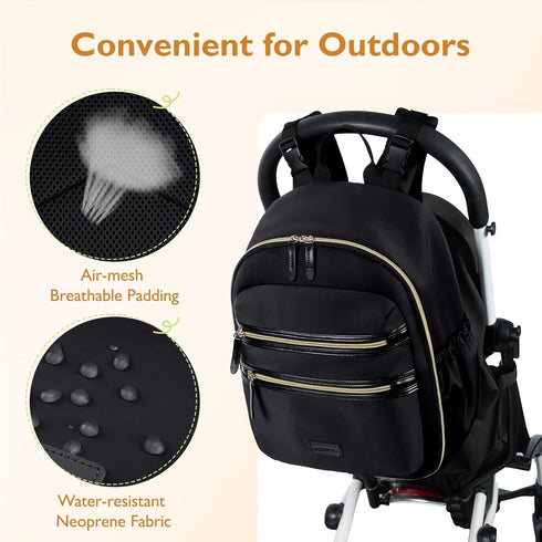 mommore Neoprene Mini Diaper Bag Backpack for Newborn, Small Travel Baby Bag with Insulated Pockets