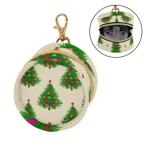 Christmas Tree Round Pacifier Storage Case with Zipper, Portable Pacifier Case for Travel, Diaper Bag & Purse, Pacifier