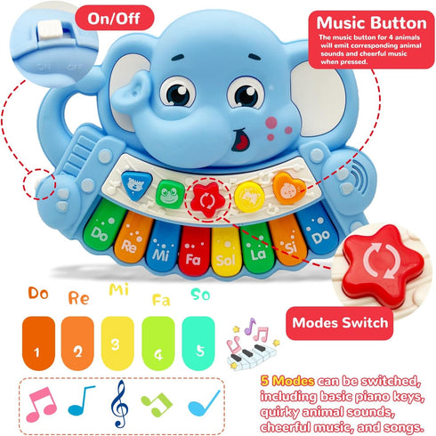 AZJMTLW 18+ Baby Music Toys for Toddlers, Light Up Music Baby Toys for Months Early Learning Educational Piano Keyboard