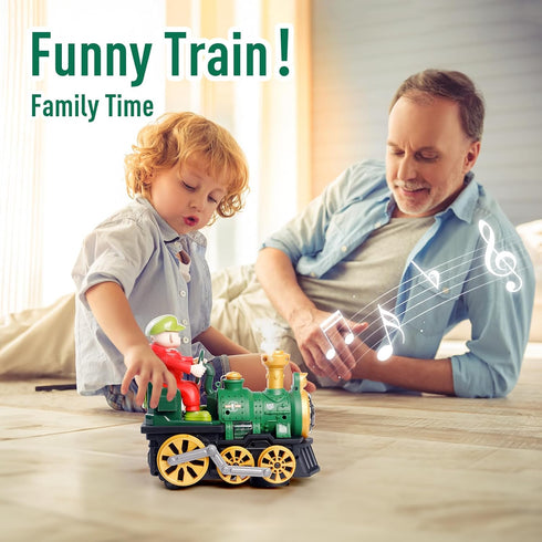 KidsMind 1-3,Steam 1-3-4 3-5 Electric Train Toy for Toddler Locomotive Bump and Go Truck People Figure Car