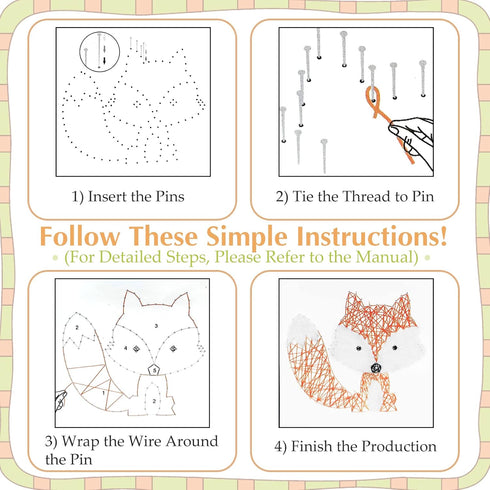 Boqin DIY String Art Kit, Cute Fox Craft Kit with Patterns and Supplies, Unique Gift for Home Wall Decorations for Girls