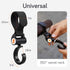 (2 Pack) 360-Swivel 11 lb Baby Uma Stroller Hooks - Open Stroller Hook with Neck & Extra Strong Strap, Easy On 'n Off