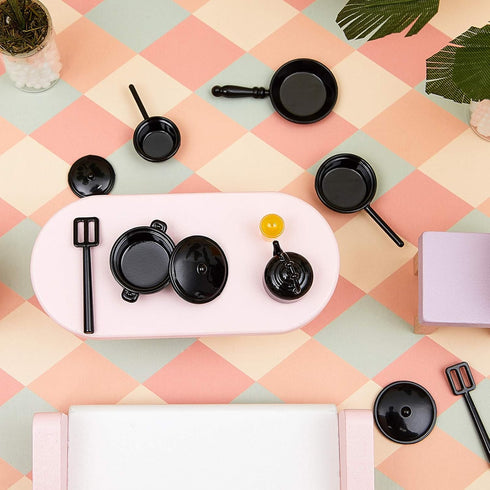 Sumind 20 Pcs Dollhouse Miniature Cooking Set, Pots and Pans 1/12 Scale Metal Stovetop Cookware for Dollhouse Decoration