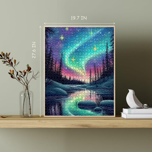 PICKFORU 1000 Magic Northern Lights Puzzles for Adults Pieces, Nature Fantasy Landscape Puzzle Tree Star, Starry Night