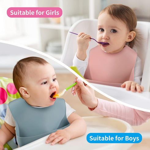 ME.FAN Silicone Baby Bibs for Babies & Toddlers | Adjustable Silicone Bibs, 2 Set
