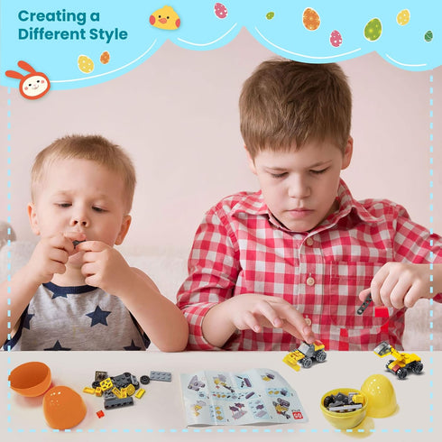 FUN LITTLE TOYS 12PCS Building Blocks Easter Eggs for Easter Egg Hunt, Easter Basket Stuffers for Kids