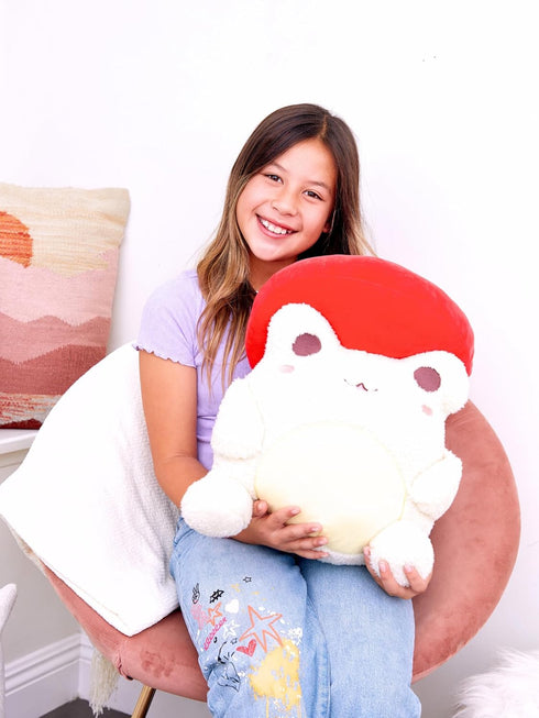 Cuddle Barn PlushGoals - Hug Sized Wawa The Froggie Soft Red Mushroom Stuffed Animal, 15 Inches