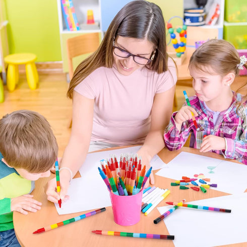 Hxezoc 20 Pieces Stacking Crayons in 12 Colors, Buildable Crayons for Kids, School, Office, and Birthday Party Supplies