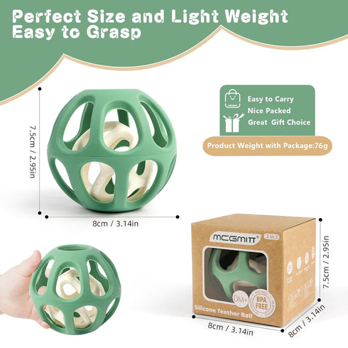 0-6 6-12 MCGMITT Sensory Balls for Baby, Easy Grasp Food Grade Stretchy Silicone Baby Teether Ball for Months, BPA-Free
