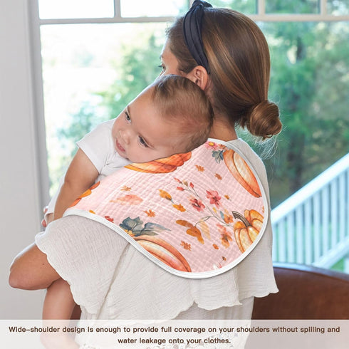YETTASBIN Watercolor Pumpkin Muslin Baby Burp Cloth, Super Soft Absorbent Cotton Burp Rag Baby Bibs Feeding Cloth