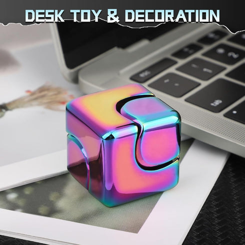 LNCOJOLM Fidget Spinner Cube Toy for Teen Adult Kid, Metal Fidget Block Hand Spinner for Stress Relief, Cool Stuff EDC