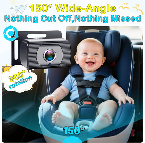 Thybro 1080P 4.3" 19.7ft 3-Row Baby Car Mirror Camera: Rearview Mirror Monitor - See Baby and Rear Traffic at Once