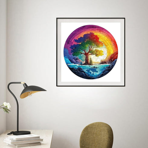 500 16.5x16.5 Reouinty Puzzles for Adults Piece, Life Tree Rainbow Waterfall Jigsaw Puzzles, Natural Puzzle Unique