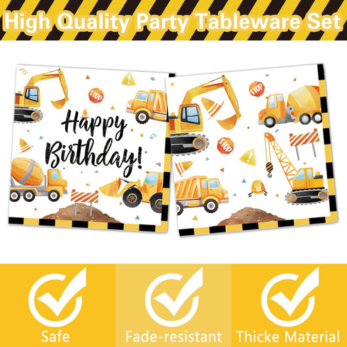 24 Oigco Construction Birthday Party Supplies Construction Theme Decorations Includes Plates, Cups, Napkins, Cutlery