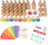 3 4 5 Busy edition Alphabet Number Stamps for Kids, Wooden Letter Stamps with Flashcard Math Learning Number Stampers