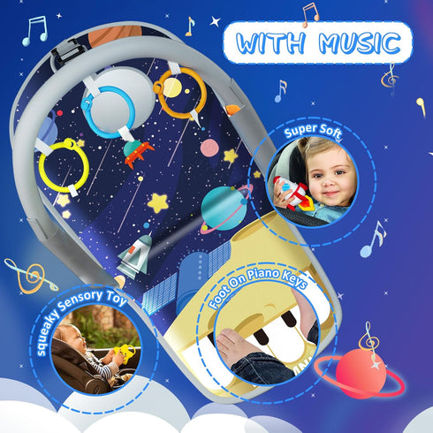 6 6 12 Car Seat Toys for Baby Infant Months and Up, Carseat Toys with Musical Pedal Piano, Baby Mirror and Hanging